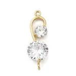 Brass Pave Clear Cubic Zirconia Flat Round Connector Charms