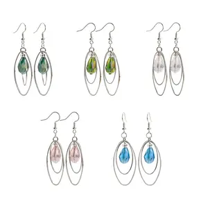Trendy Glass Teardrop Dangle Earrings