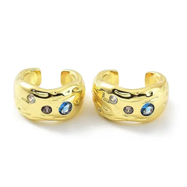 Rack Plating Brass Micro Pave Cubic Zirconia Cuff Earrings for Women