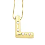 Brass & Plastic Pearl Letter Pendant Box Chain Necklaces for Women