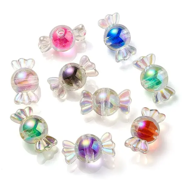 UV Plating Rainbow Iridescent Acrylic Beads