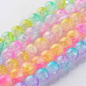 Crackle Glass Round Bead Strands