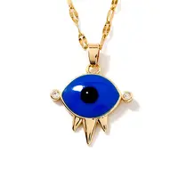 Evil Eye Brass Enamel Pendant Necklaces