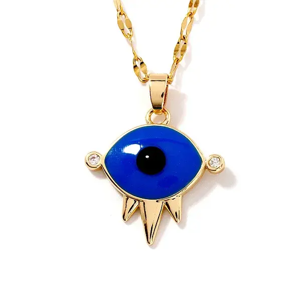 Evil Eye Brass Enamel Pendant Necklaces