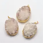 Electroplate Natural Druzy Quartz Crystal Pendants
