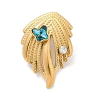 Wing 304 Stainless Steel Pave Cubic Zirconia Brooches for Backpack Clothes