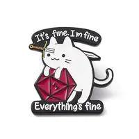 Cat with Word Alloy Brooch for Backpack Clothes