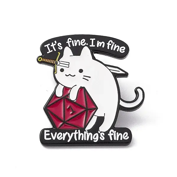 Cat with Word Alloy Brooch for Backpack Clothes