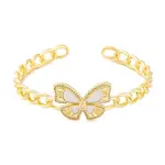 Brass Micro Pave Clear Cubic Zirconia Open Cuff Bangles for Women