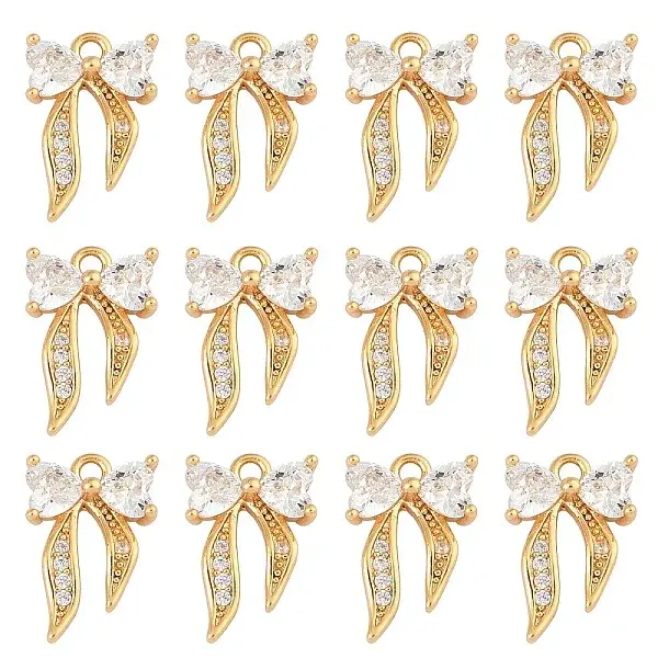 10Pcs Brass Cubic Zirconia Charms