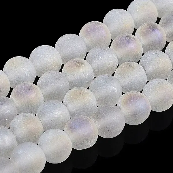Transparent Frosted Glass Bead Strands