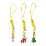 Christmas Theme Polyester with Alloy Enamel Mobile Straps
