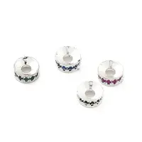 Brass Micro Pave Cubic Zirconia Spacer Beads