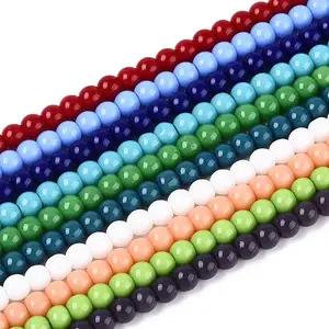 Opaque Solid Color Glass Beads Strands