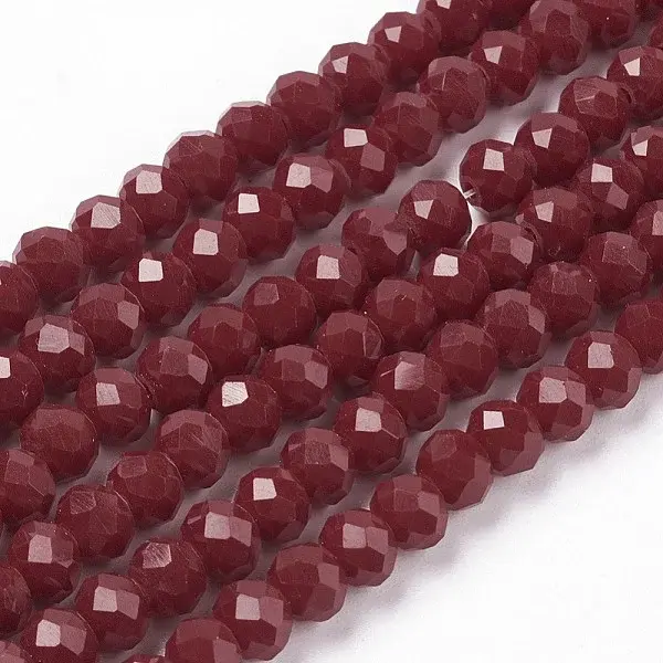 Faceted Solid Color Glass Rondelle Beads Strands