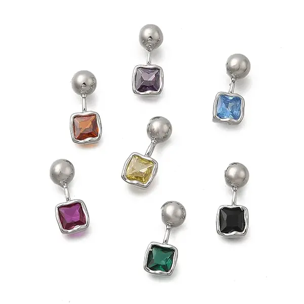 Brass Micro Pave Cubic Zirconia Square Charms