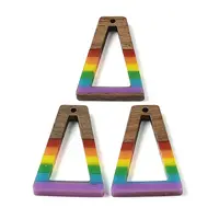 Pride Rainbow Theme Resin & Walnut Wood Pendants