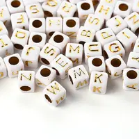 156Pcs 26 Style White Plating Acrylic Letters Beads