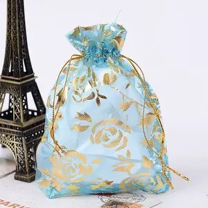 Rose Printed Organza Bags