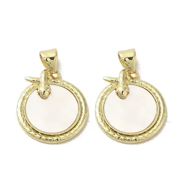 Brass Pave Shell Pendants