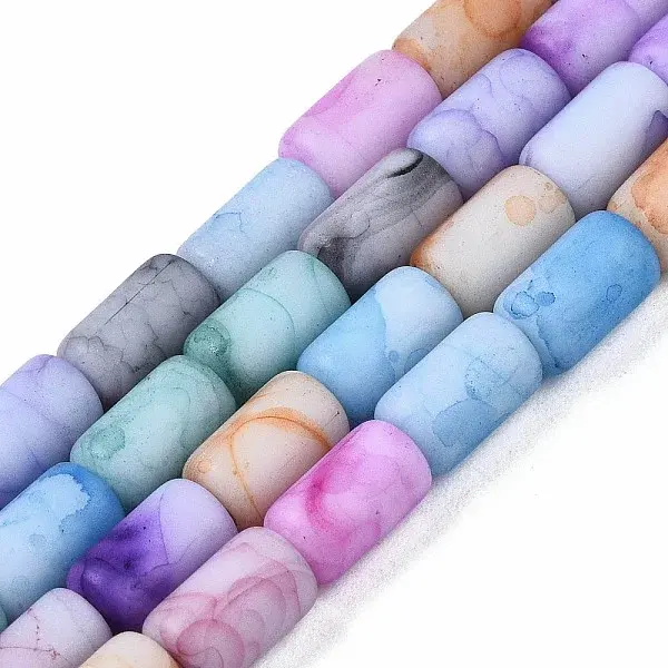 Opaque Baking Paint Crackle Glass Beads Strands