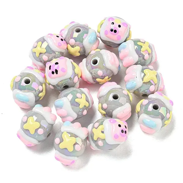 Hand Painted Acrylic with Enamel Beads