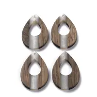 Opaque Resin & Walnut Wood Pendants