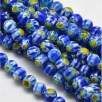 Round Millefiori Glass Beads Strands