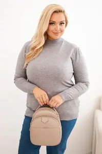 Kesi Włoski Dámský svetr Plus Size z viskózy s rolákem šedý