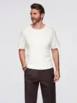 Ombre Men's waffle-textured T-shirt with round neckline - broken white