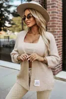 631-1 Stylish cardigan made of soft sweater knit - beige