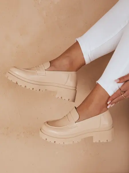 Dámske mokasíny na platforme TORINO, béžové