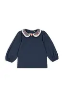 Dětská bavlněná halenka Konges Sløjd PAMI BLOUSE GOTS tmavomodrá barva, hladká, KS103955