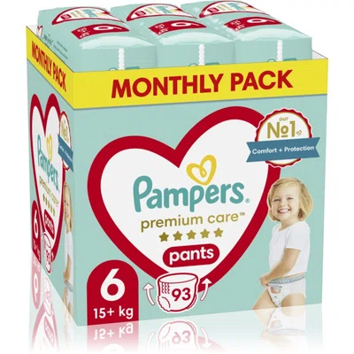 Pampers Premium Care Pants Monthly Pack Size 6 jednorázové plenkové kalhotky 15+ kg 93 ks