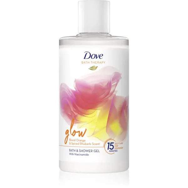 Dove Bath Therapy Glow sprchový a koupelový gel Blood Orange & Rhubarb 400 ml