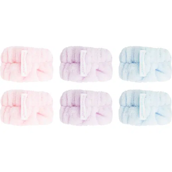 Brushworks Pastel Microfibre Wrist Wash Bands náramky proti stékající vodě při mytí obličeje 6 ks