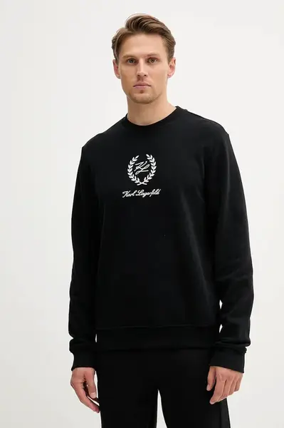 Bavlněná mikina Karl Lagerfeld pánská, černá barva, s aplikací, A3M44001