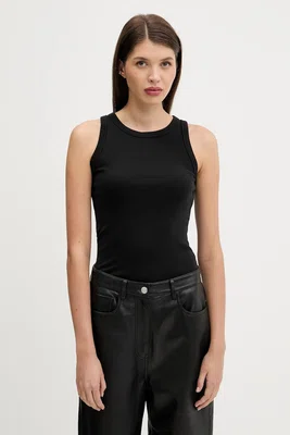 Bavlněný top Abercrombie & Fitch černá barva, KI139-5180