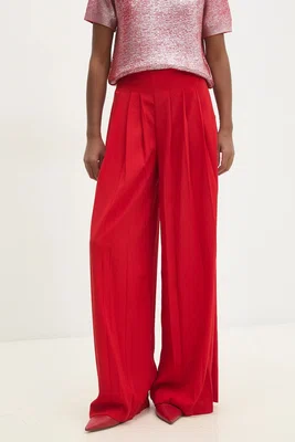 Kalhoty Answear.LAB dámské, červená barva, široké, high waist