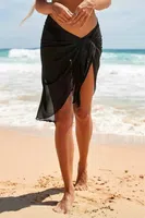 16880 Dewberry Tulle Pareo Beach Dress-BLACK