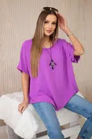 Oversized halenka s přívěskem fialové barvy