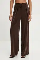 Kalhoty Answear.LAB dámské, hnědá barva, široké, high waist