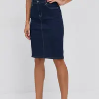 Džínová sukně Lauren Ralph Lauren tmavomodrá barva, mini, jednoduchá