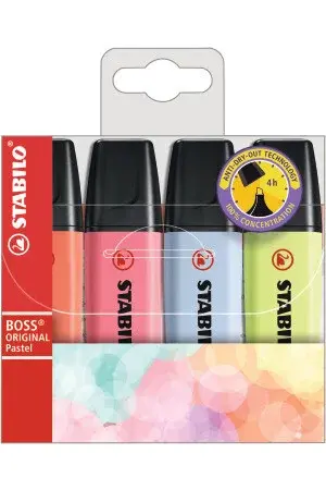 Sada zvýrazňovačů Stabilo Boss Original – 4ks Pastel