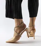 marka niezdefiniowana Beige High Heel Mules Drainer