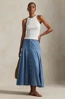 Bavlněná sukně Polo Ralph Lauren modrá barva, maxi, áčková, 211A87465