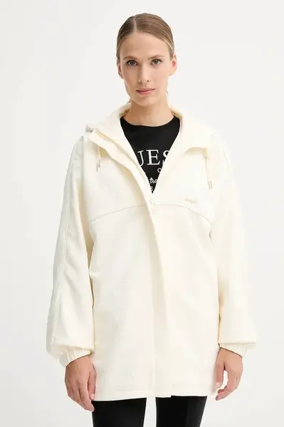 Bunda Guess PEONY béžová barva, přechodná, oversize, V5YQ05 KBSL2