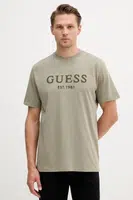 Bavlněné tričko Guess pánské, zelená barva, s aplikací, M5YI17 I3Z14