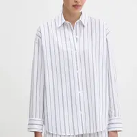 Bavlněná košile Abercrombie & Fitch dámská, bílá barva, relaxed, s klasickým límcem, KI140-5150