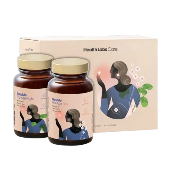HEALTH LABS CARE NewMe Pro-Age s kyselinou hyaluronovou pro zralou pleť, vlasy a nehty 90 kapslí